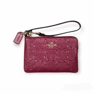 Coach Fuchsia Corner Zip Logo Wristlet